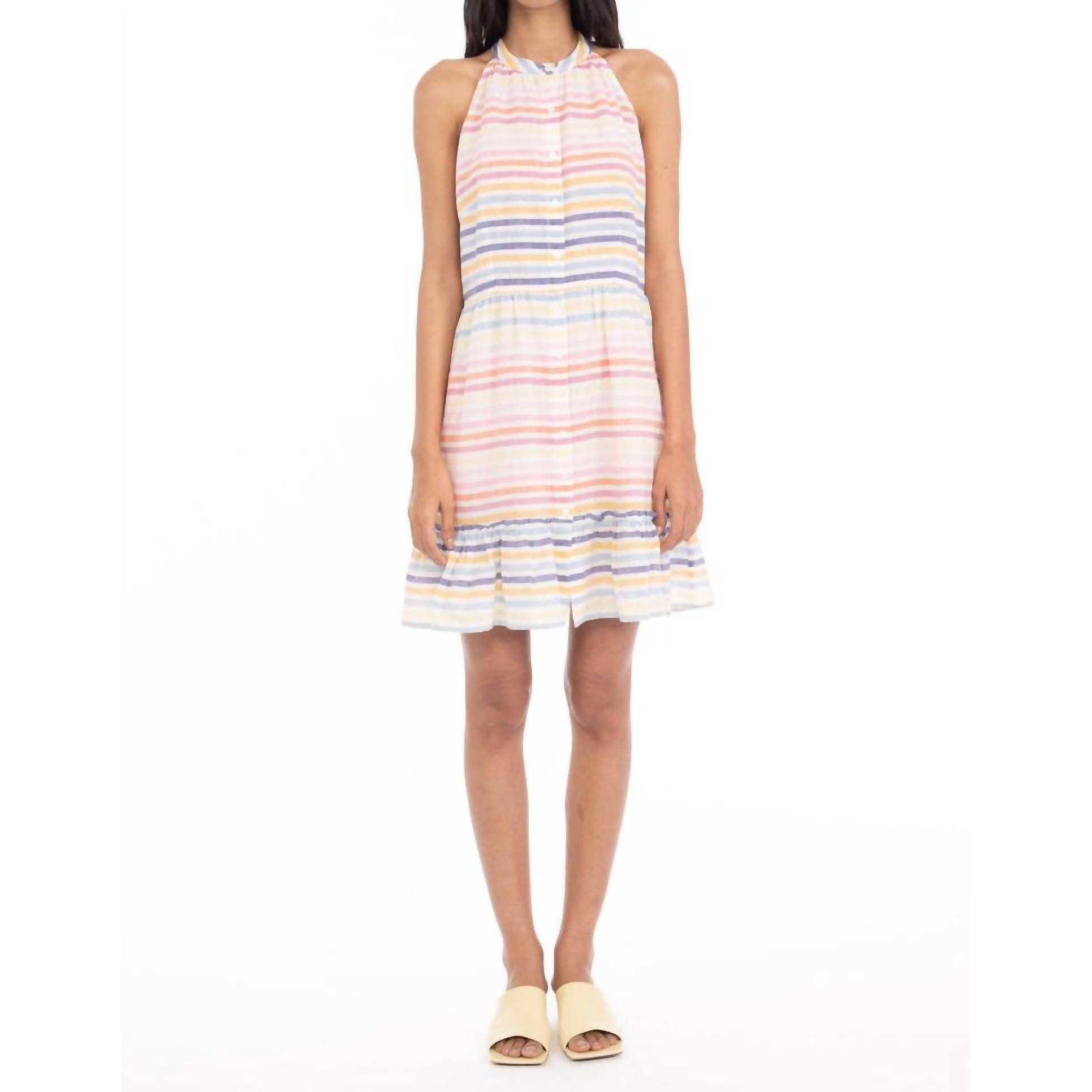 New Banjanan Indigo Dress In Candy Stripe